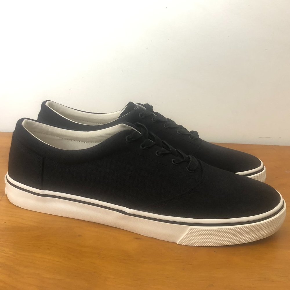 TOMS Alparagata  Ferix Lace Up Low Top Black Canvas Sneaker Mens 12 NWT